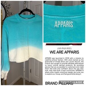 APPARIS 100% Organic Cotton Ombre Cropped Sweatshirt Large Aqua White